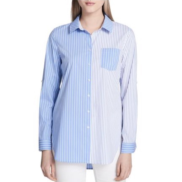 Calvin Klein Mixed Stripe Oversized Button Down